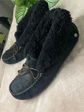 UGG Alena Chestnut Suede Faux Fur Slippers Women Size 9